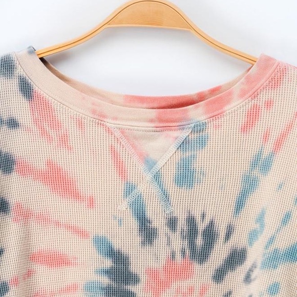 Last 1️⃣ Splatter Tie Dye Waffle Knit Top - Picture 7 of 7